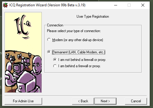 ICQ Connection Type Menu
