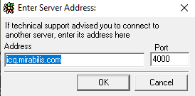 ICQ settings page opened after pressing setup button